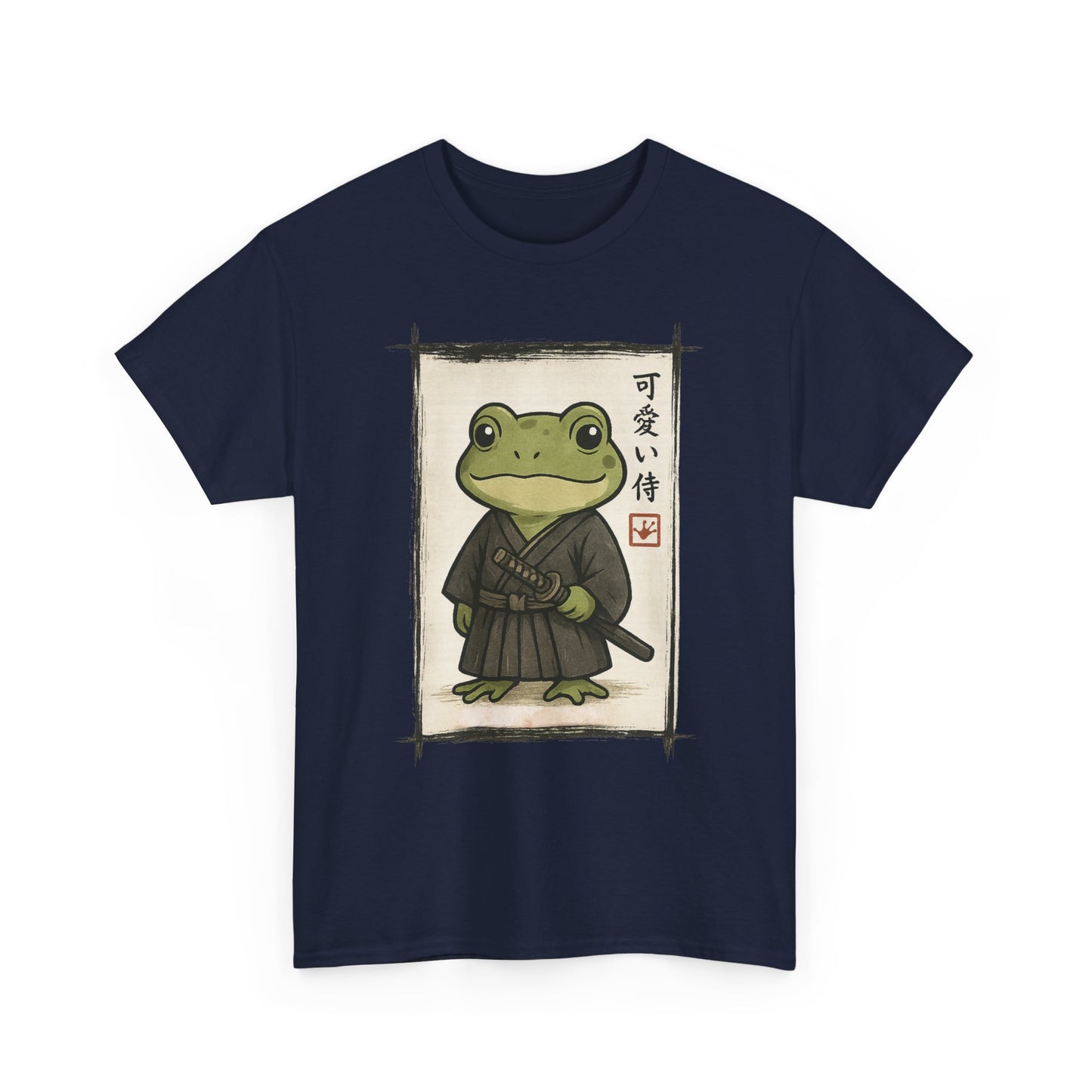 Samurai Frog T‑Shirt — Cute Kawaii Frog in Kimono Graphic Tee