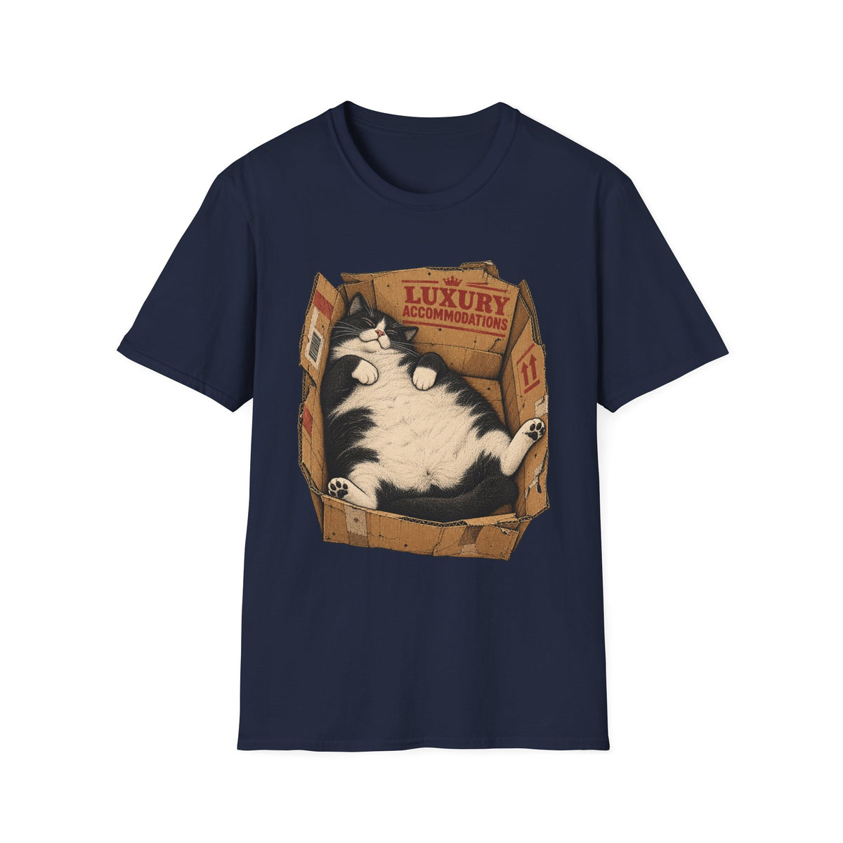Luxury Cat in Box T-Shirt – Funny Sleepy Cat Graphic Tee
