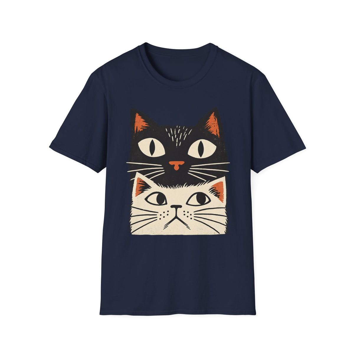Retro Stacked Cats T-Shirt — Cute Vintage Cat Face Graphic Tee