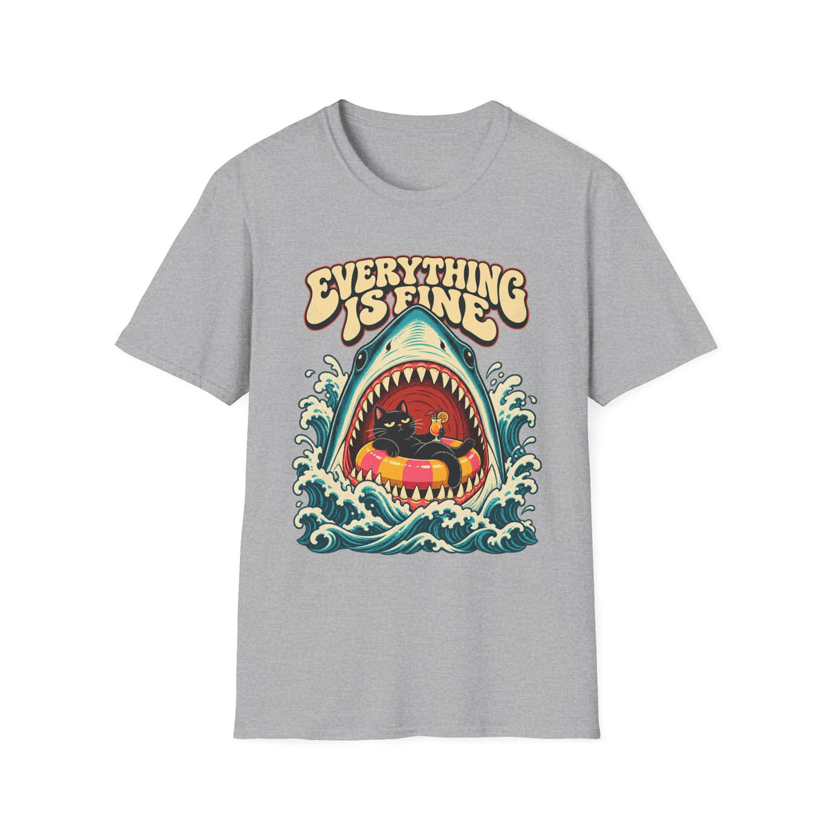 Everything Is Fine Shark Graphic T-Shirt