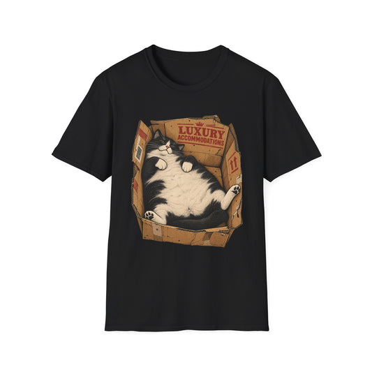 Luxury Cat in Box T-Shirt – Funny Sleepy Cat Graphic Tee