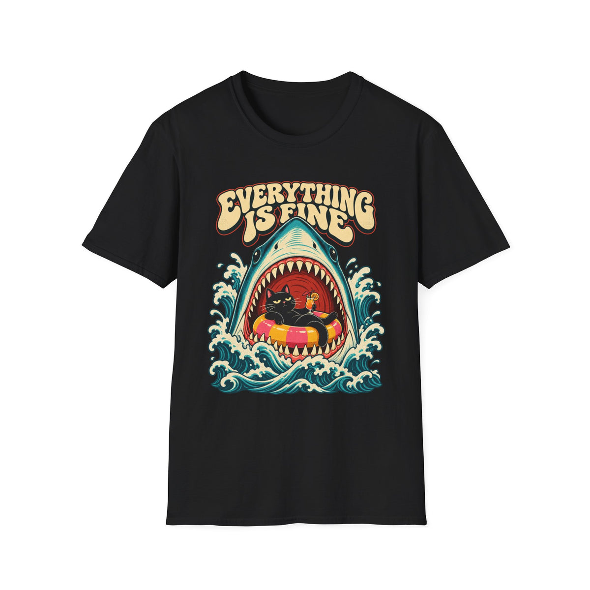 Everything Is Fine Shark Graphic T-Shirt