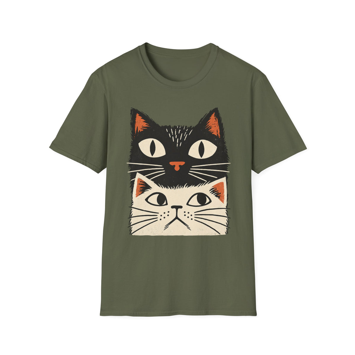 Retro Stacked Cats T-Shirt — Cute Vintage Cat Face Graphic Tee