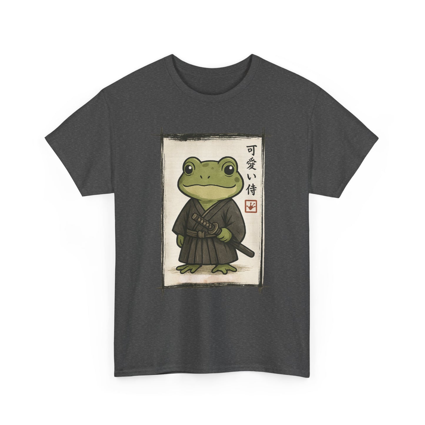 Samurai Frog T‑Shirt — Cute Kawaii Frog in Kimono Graphic Tee