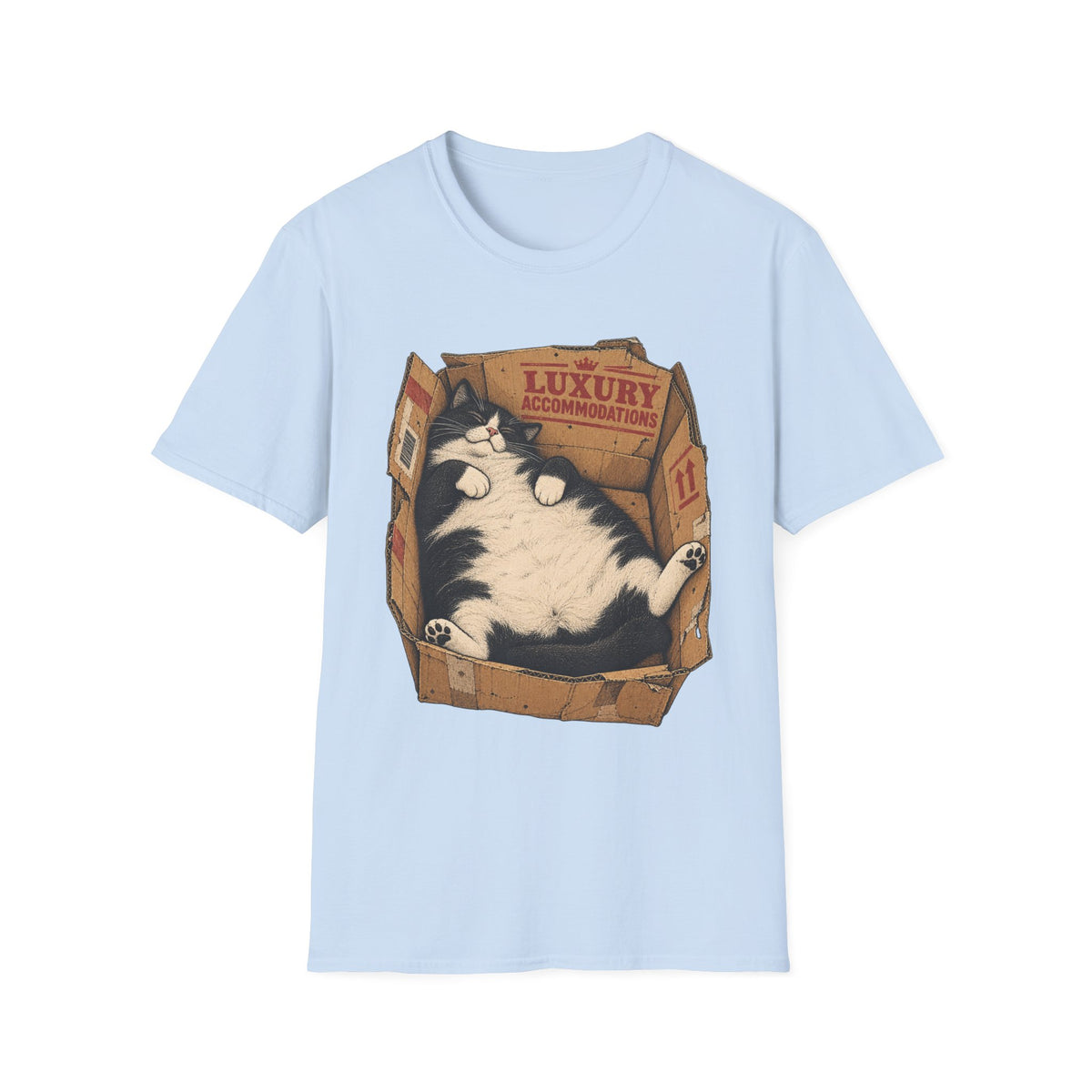 Luxury Cat in Box T-Shirt – Funny Sleepy Cat Graphic Tee