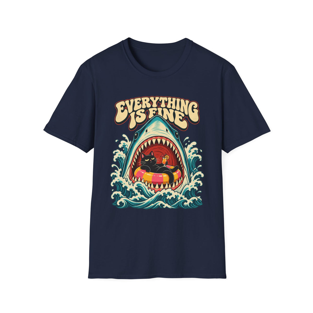 Everything Is Fine Shark Graphic T-Shirt