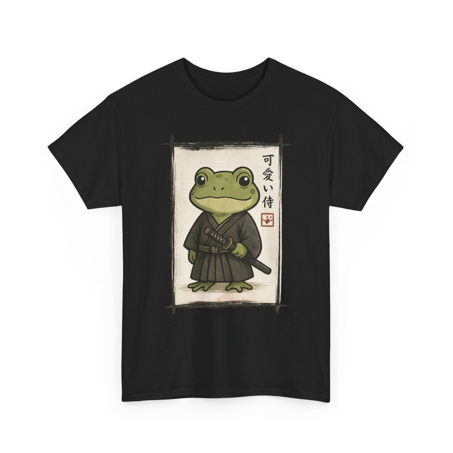 Samurai Frog T‑Shirt — Cute Kawaii Frog in Kimono Graphic Tee