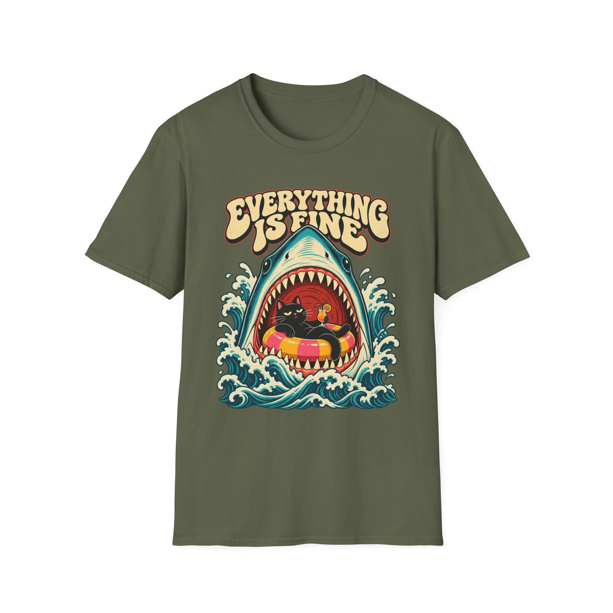 Everything Is Fine Shark Graphic T-Shirt