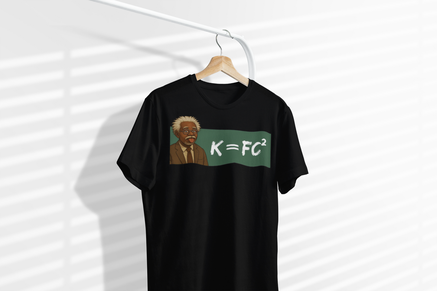 Funny Meme Scientist Shirt – K = FC² Parody Tee – Black Excellence Einstein Style Cartoon