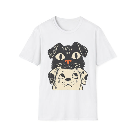 Stacked Puppy Faces T-Shirt — Cute Retro Dog Graphic Tee