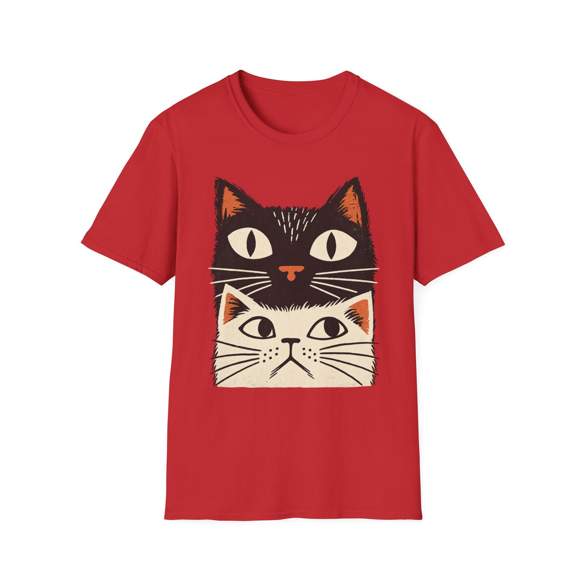 Retro Stacked Cats T-Shirt — Cute Vintage Cat Face Graphic Tee