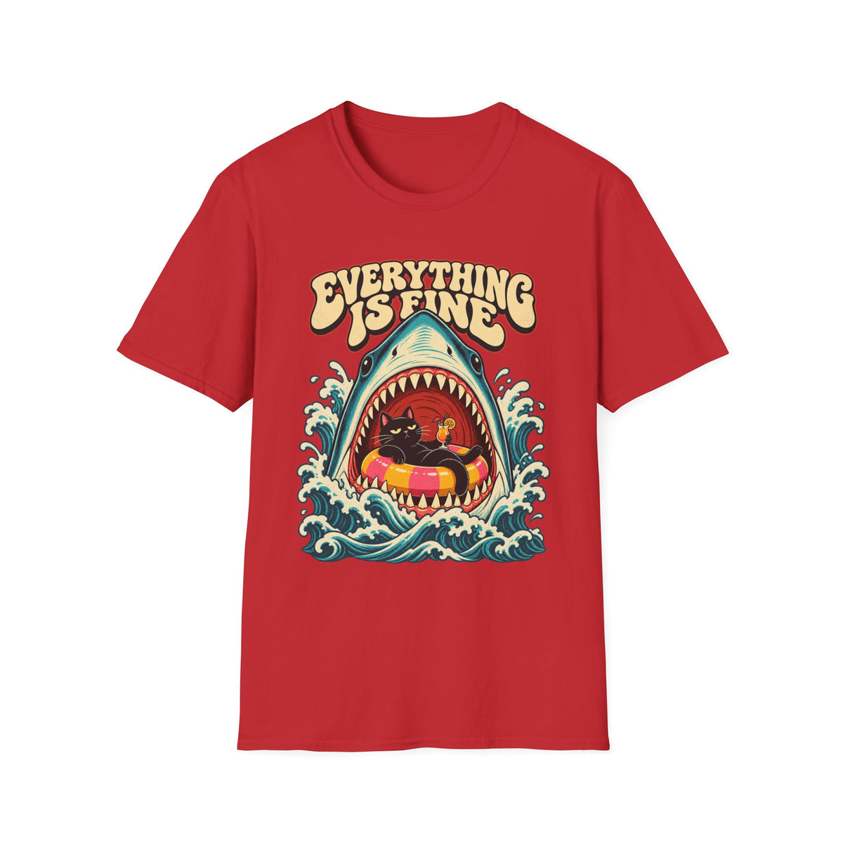 Everything Is Fine Shark Graphic T-Shirt