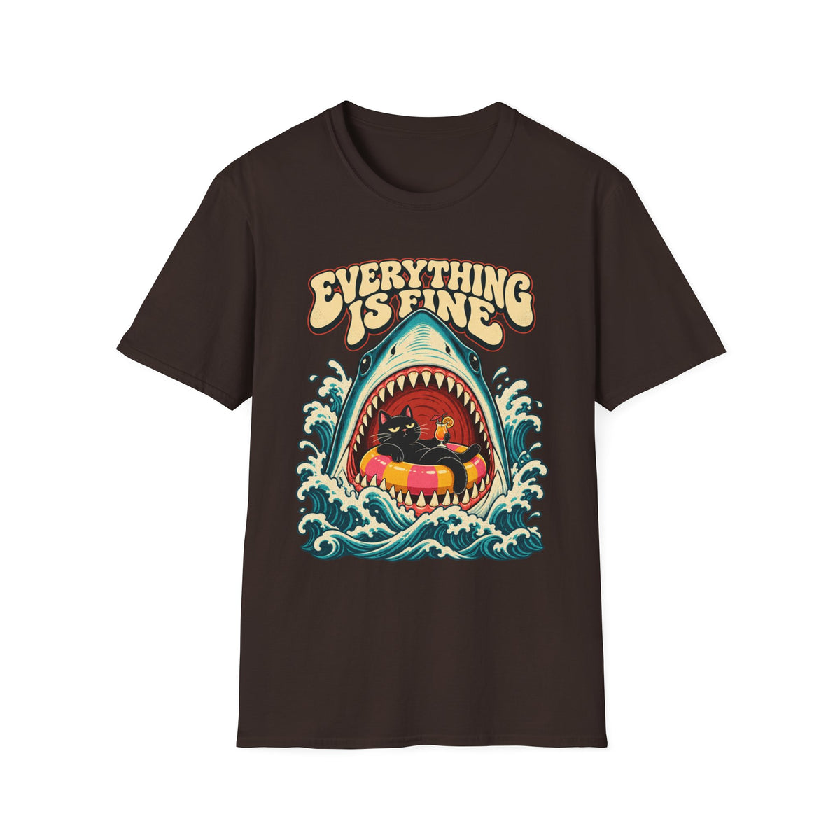 Everything Is Fine Shark Graphic T-Shirt