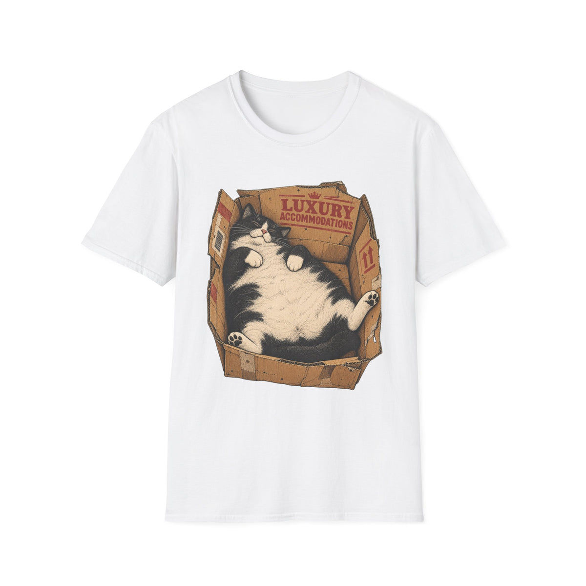 Luxury Cat in Box T-Shirt – Funny Sleepy Cat Graphic Tee
