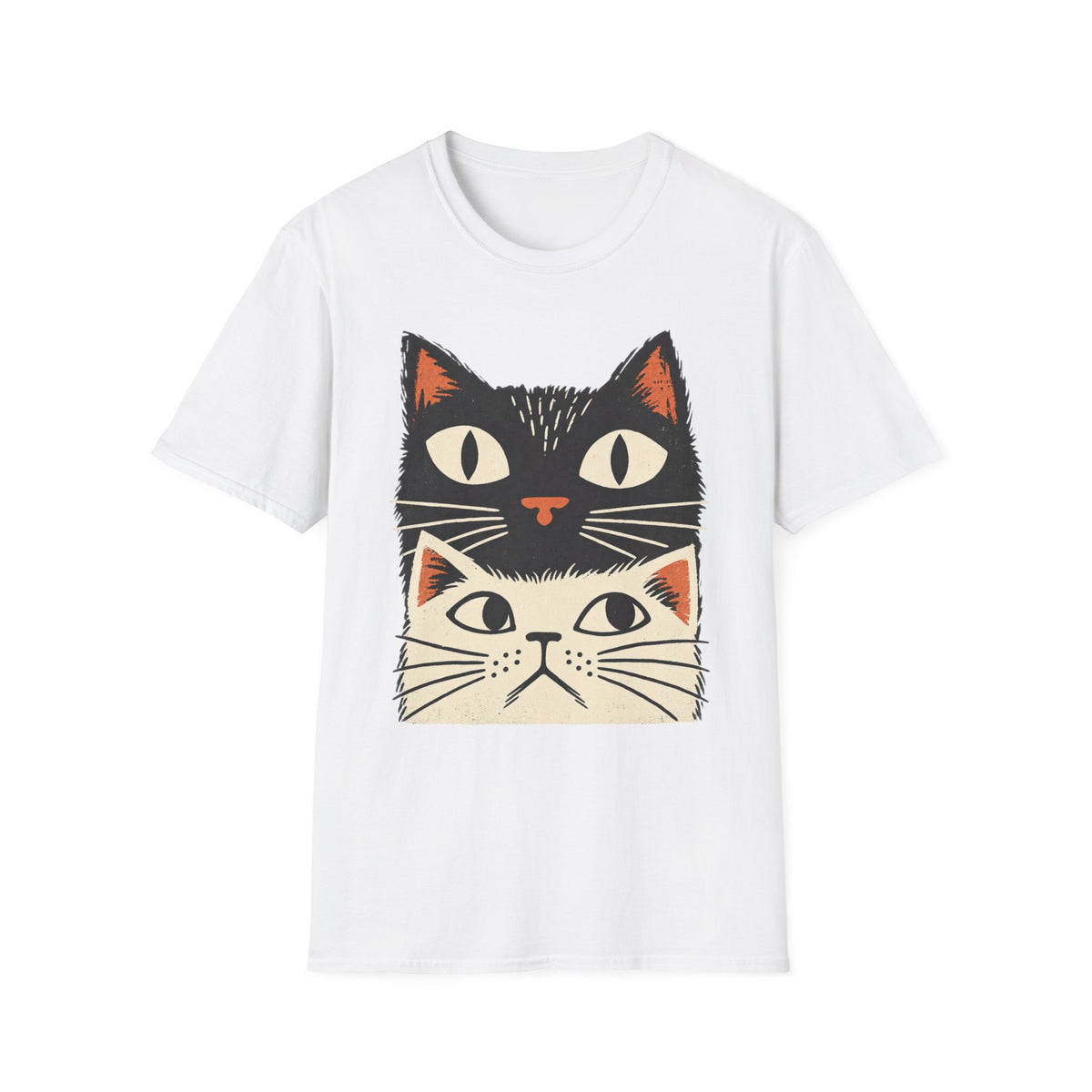 Retro Stacked Cats T-Shirt — Cute Vintage Cat Face Graphic Tee