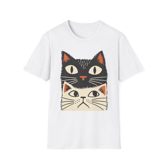 Retro Stacked Cats T-Shirt — Cute Vintage Cat Face Graphic Tee