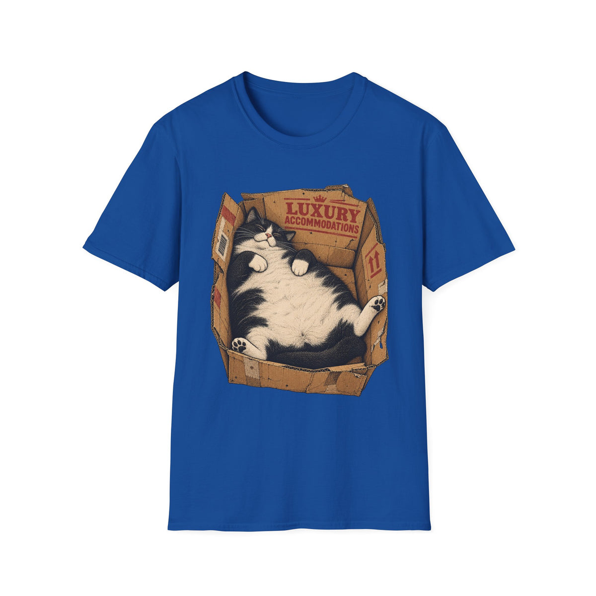 Luxury Cat in Box T-Shirt – Funny Sleepy Cat Graphic Tee