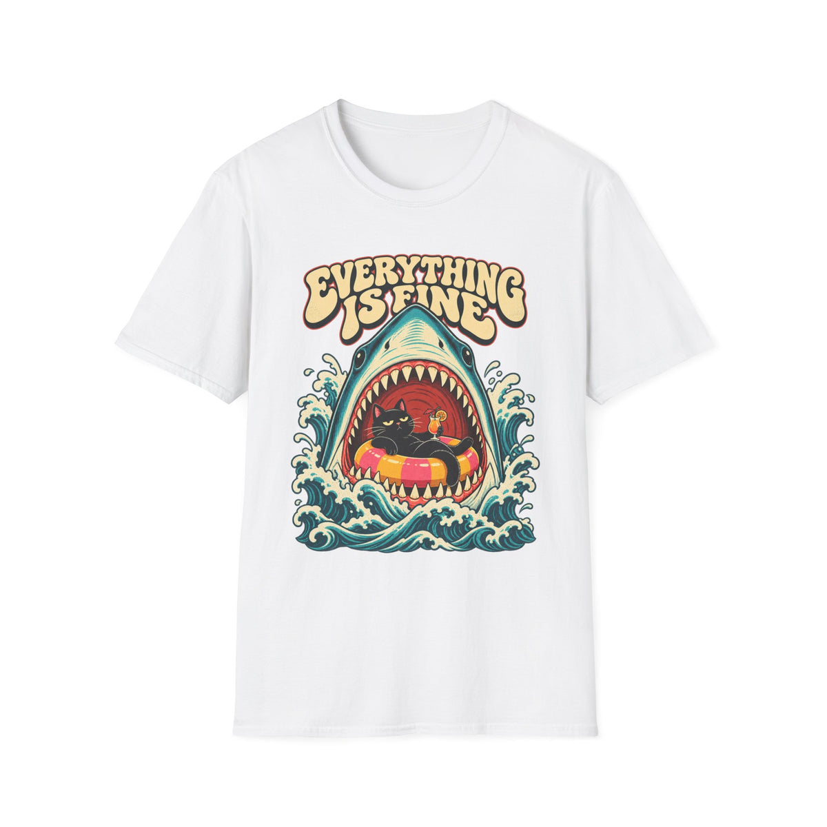 Everything Is Fine Shark Graphic T-Shirt