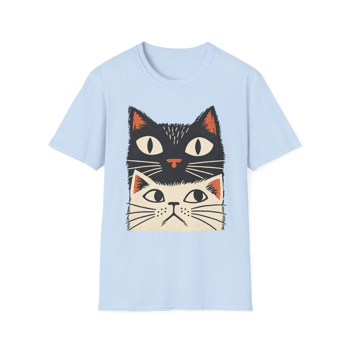 Retro Stacked Cats T-Shirt — Cute Vintage Cat Face Graphic Tee